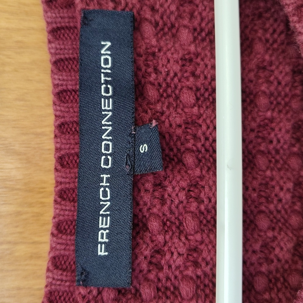 French Connection Textured Knot Popcorn Stitch Burgundy Sweater - Picture 2 of 8